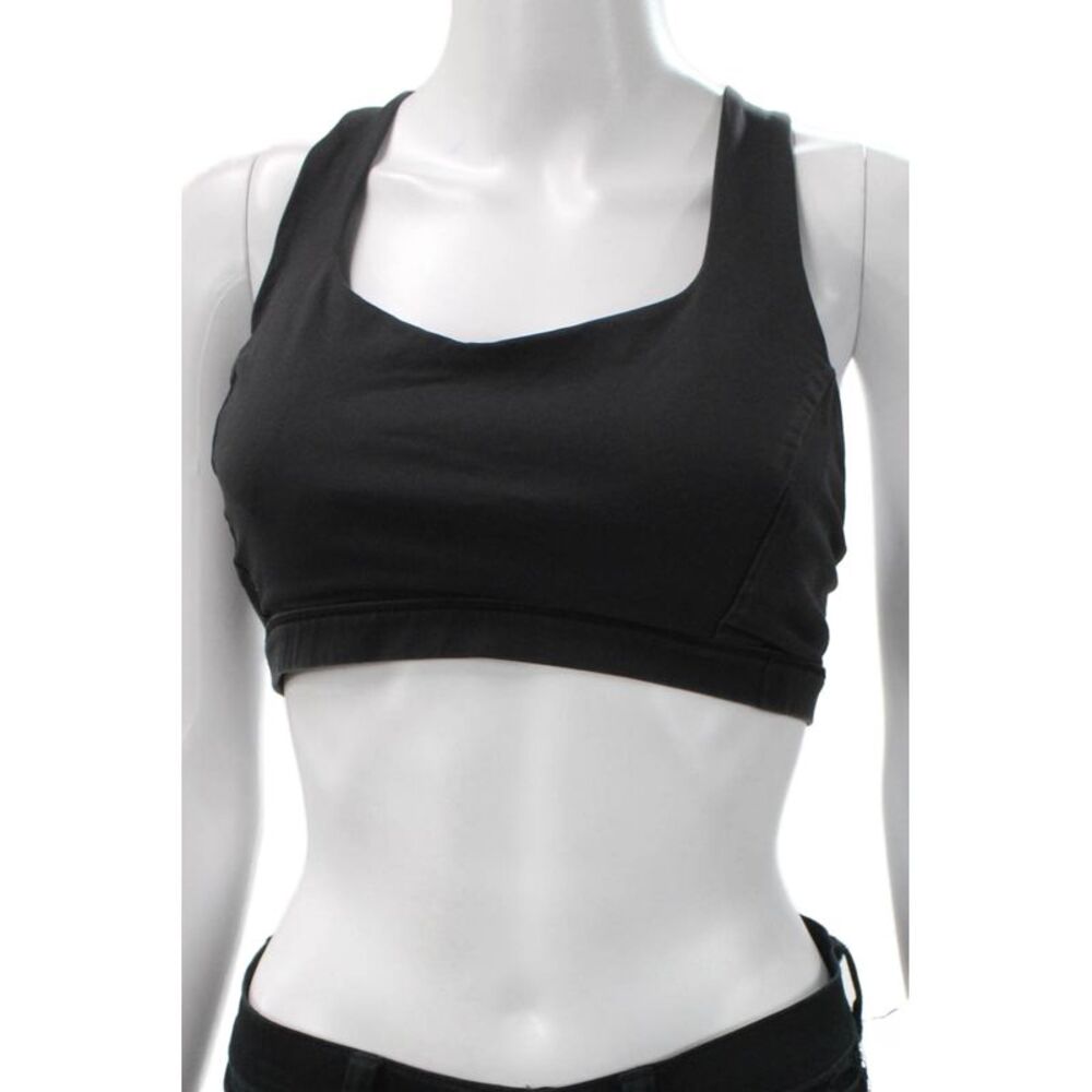 Lululemon Womens Scoop Neck Strappy Back Sports Bra Black Size 8